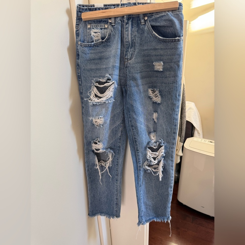 Almost Famous Distressed Blue Boyfriend Jeans